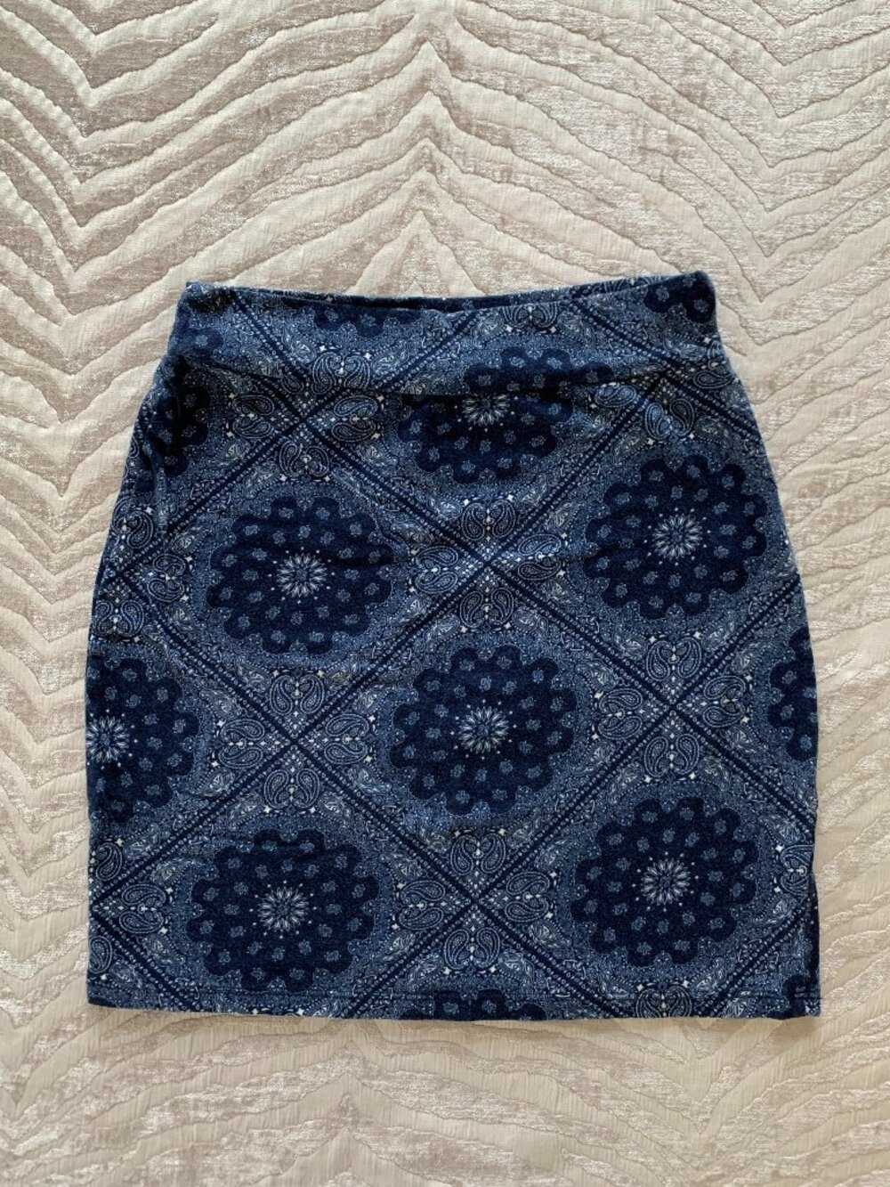 Y2K Style Charlotte Russe Blue Paisley Skirt | Mini Summer Skirt